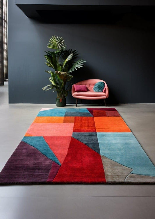 Handmade Abstract Tufted Area Rug – Modern Minimalist Rectangular Carpet
