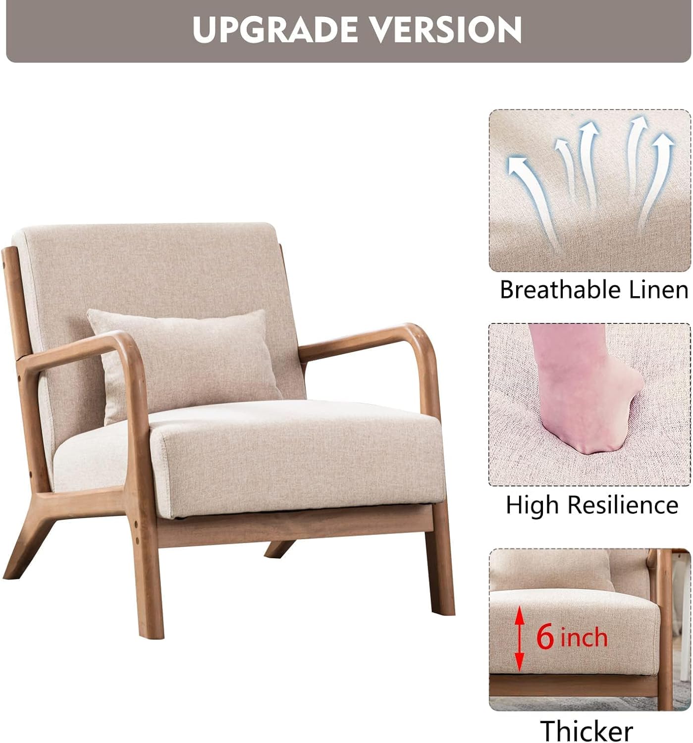 Mid Century Accent Armchair – Comfy Reading Lounge Chair