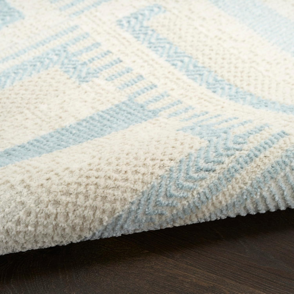 Nordic Ivory Blue Area Rug – Modern Soft Living Room Carpet