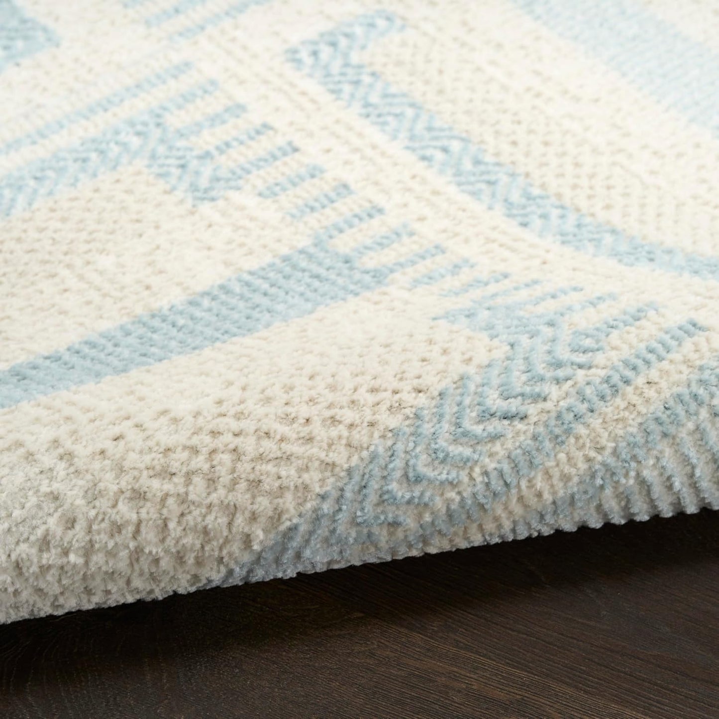 Nordic Ivory Blue Area Rug – Modern Soft Living Room Carpet
