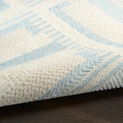 Nordic Ivory Blue Area Rug – Modern Soft Living Room Carpet