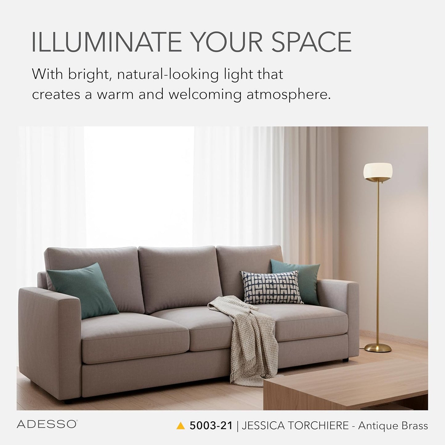 Modern Torchiere Floor Lamp – Antique Style Living Room Light