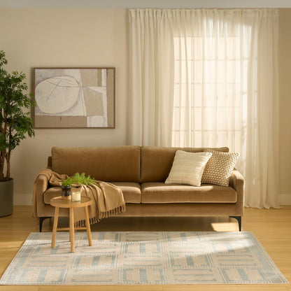 Nordic Ivory Blue Area Rug – Modern Soft Living Room Carpet