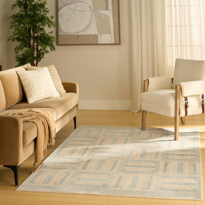 Nordic Ivory Blue Area Rug – Modern Soft Living Room Carpet