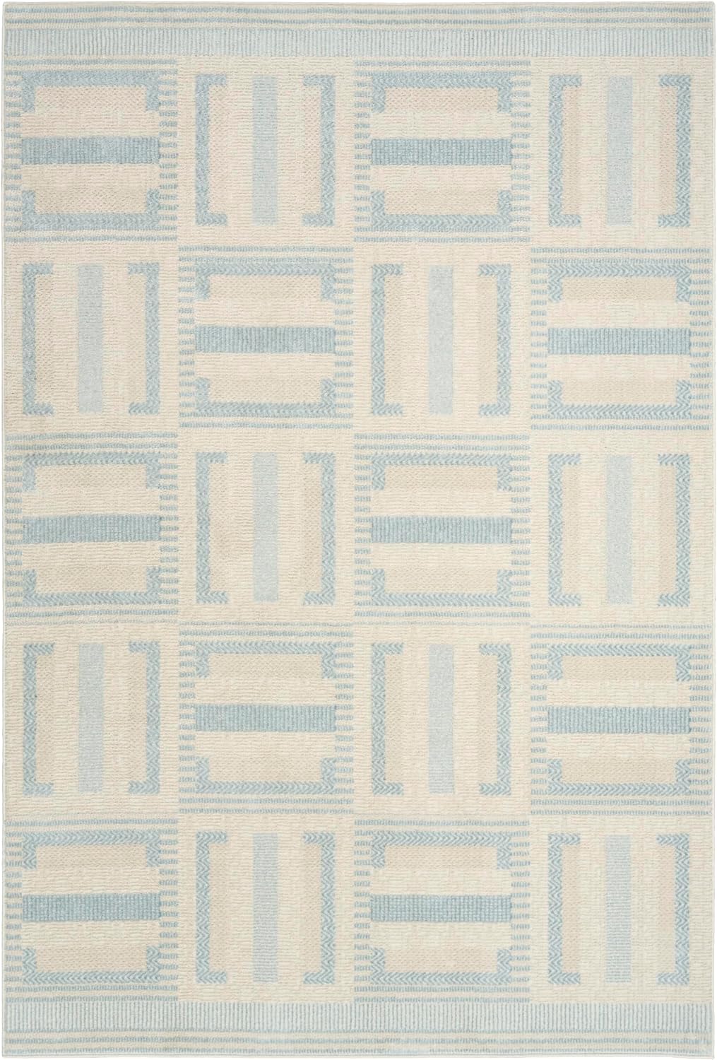 Nordic Ivory Blue Area Rug – Modern Soft Living Room Carpet