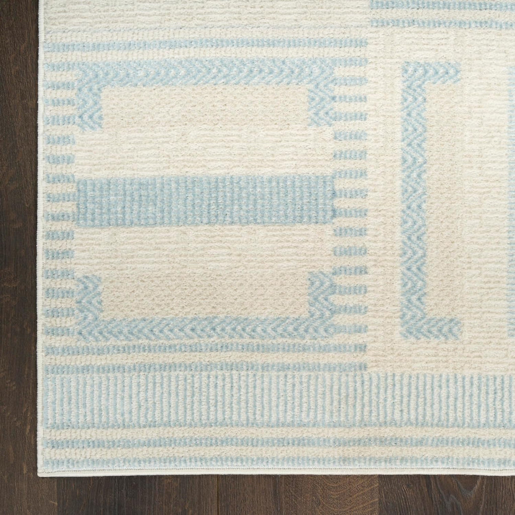 Nordic Ivory Blue Area Rug – Modern Soft Living Room Carpet