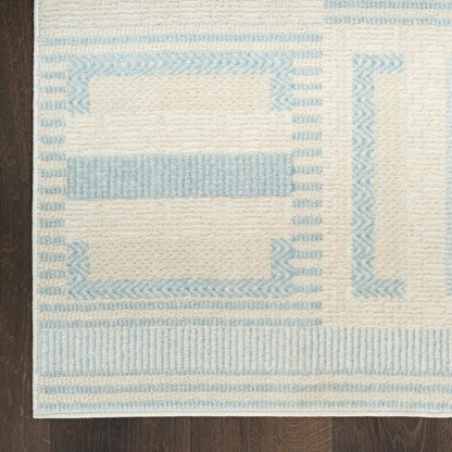 Nordic Ivory Blue Area Rug – Modern Soft Living Room Carpet